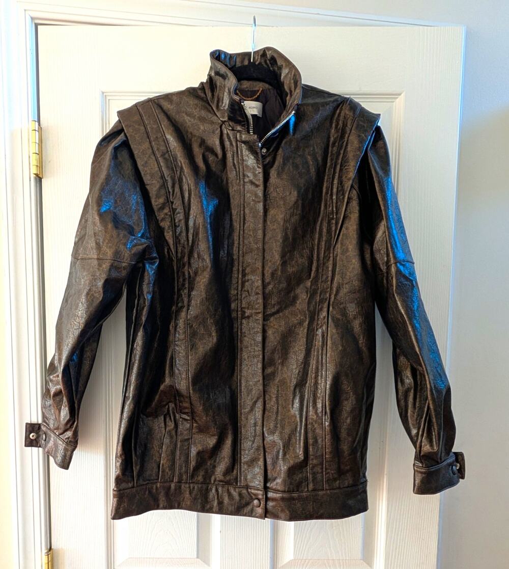 Ronny Kobo Brown Lined Zip Jacket w/ Pockets Mid-Length Long Sleeve XS